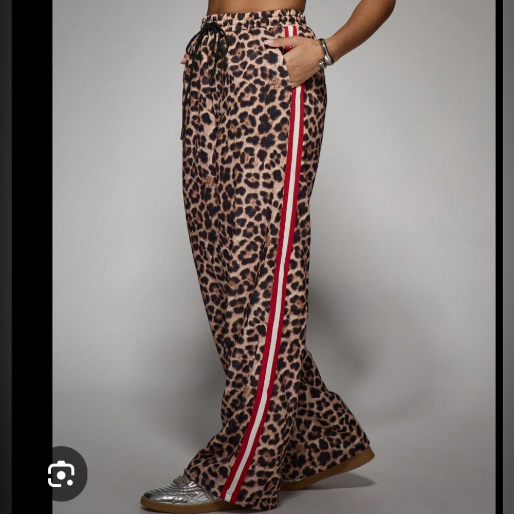 Missguided Leopard Print Joggers with Red Stripe